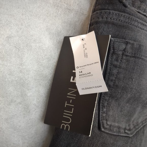NWT Old Navy Straight Built-In Flex Black Jeans Boys Size 14 - Picture 5 of 7